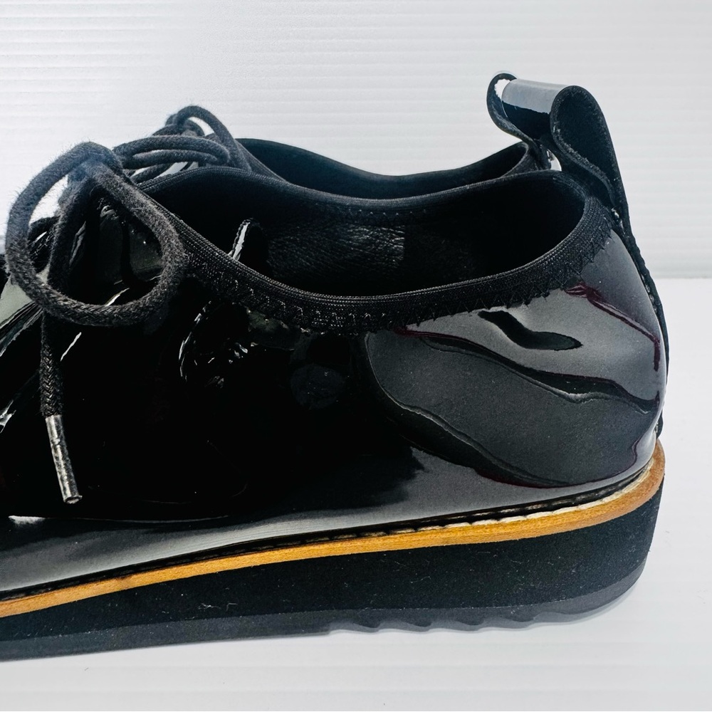 Eileen Fisher Eddie Black Patent Leather Modern Platform Oxfords Size 7 - Picture 5 of 14